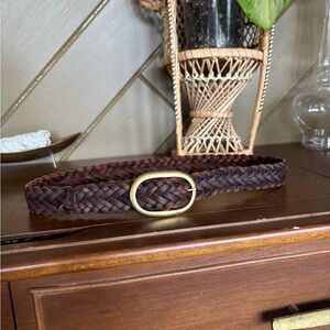 Braided Brown Belt with Brass Buckle